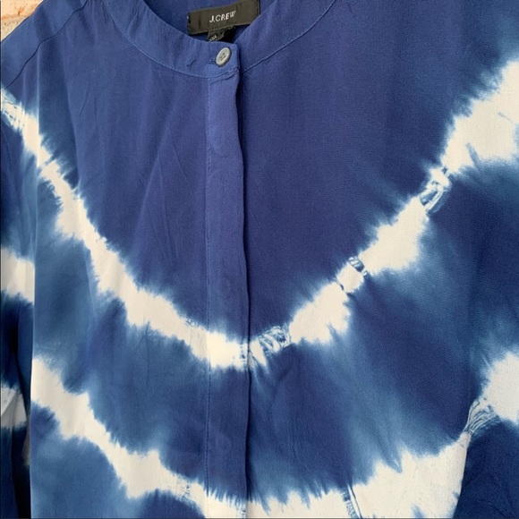 J. Crew Blue Tie-Dye Silk Button Down Shirt - Picture 9 of 14